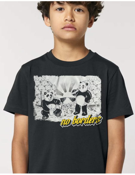 Panda - No Borders - T-Shirt Kids - Black - Detail