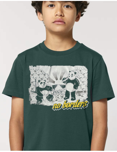 Panda - T-Shirt - Kids - No Borders - Dunkelgrün - @ No Borders