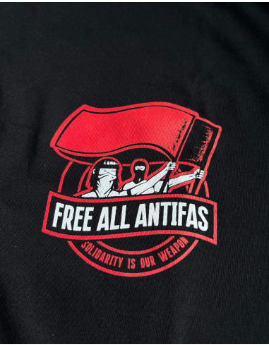 Soli-T-Shirt - Free All Antifa - Pocket - Schwarz - @ No Borders