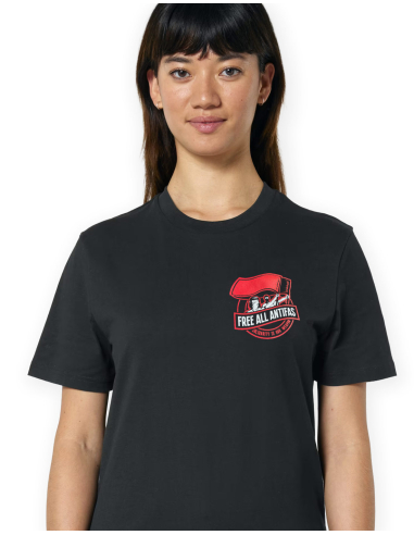 Soli-T-Shirt - Free All Antifa - Pocket - Schwarz - @ No Borders