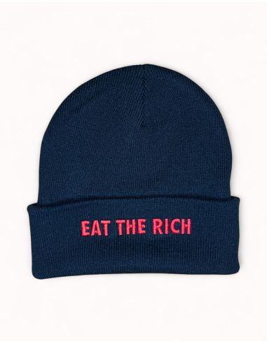Eat The Rich - No Borders - Beanie - Embroidered Logo - Black/Red - @ No Borders