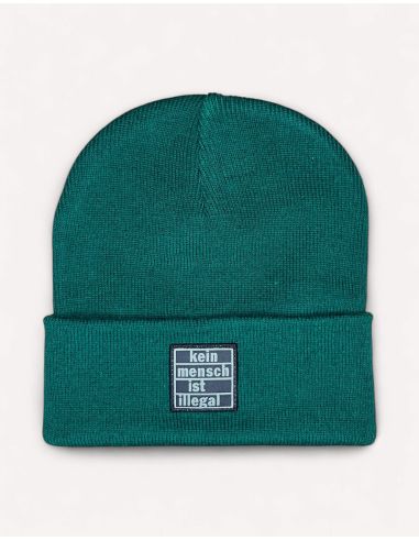 Kein Mensch ist illegal - No Borders - Beanie - Patch - Bottle Green - @ No Borders