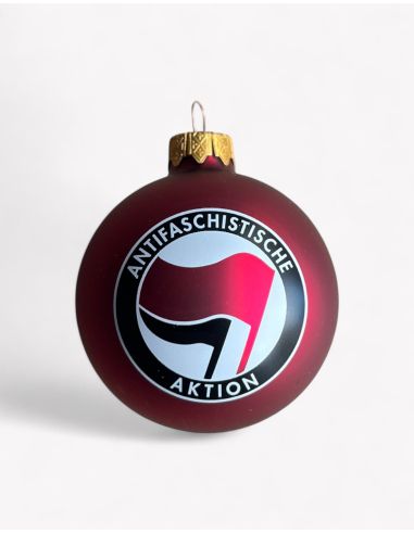 Antifa - No Borders - Weihnachtsbaumkugel - Rot - @ No Borders