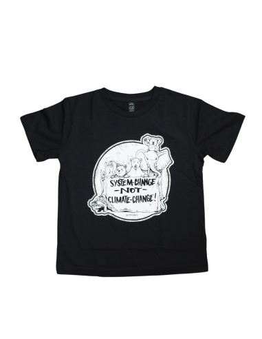 System Change Not Climate Change - No Borders - T-Shirt Kids - Black - @ No Borders