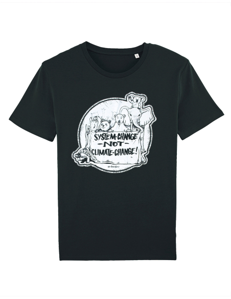 System Change Not Climate Change - No Borders - T-Shirt - Black