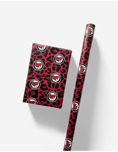 Antifa Leo - Gift wrapping paper - red/black - @ No Borders