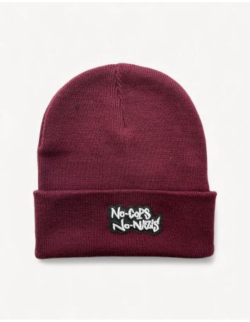 No Cops No Nazis - Mob Action - Beanie- Patch - Pink - @ No Borders