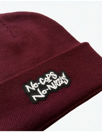 No Cops No Nazis - Mob Action - Beanie- Patch - Pink - @ No Borders