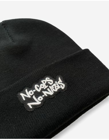 No Cops No Nazis - Mob Action - Wintermütze - Patch - Schwarz - @ No Borders