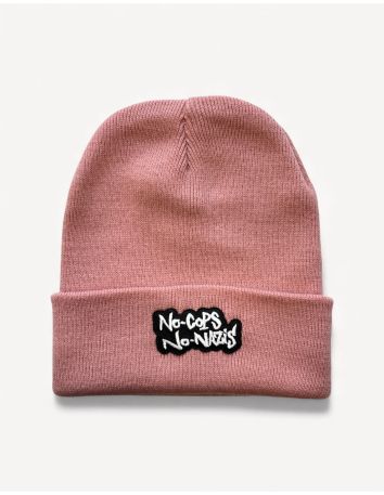 No Cops No Nazis - Mob Action - Beanie- Patch - Pink - @ No Borders