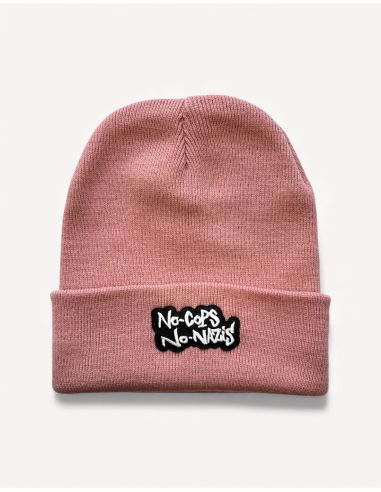 No Cops No Nazis - Mob Action - Beanie - Patch - Salmon - @ No Borders