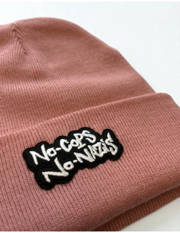 No Cops No Nazis - Mob Action - Beanie- Patch - Pink - @ No Borders
