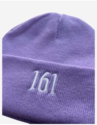 161 - No Borders - Beanie - Embroidered Logo - Violet - @ No Borders