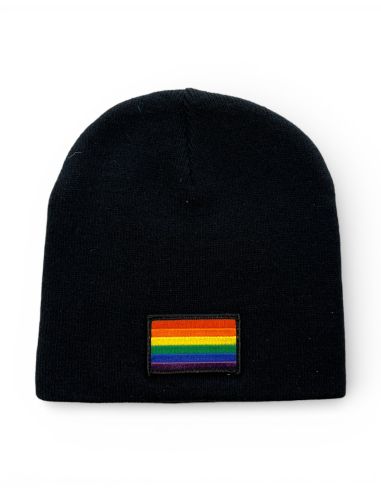 Pride / Regenbogenflagge - No Borders - Beanie - Patch - Schwarz - @ No Borders