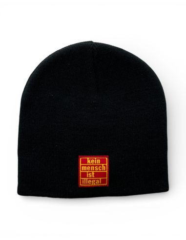 Kein Mensch ist illegal - No Borders - Beanie - Patch - Black/Red - @ No Borders