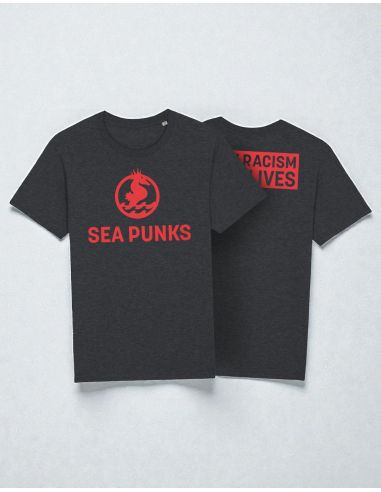 Sea Punks - T-Shirt - Fight Racism-Aufdruck - Dark Heather Grey - @ No Borders