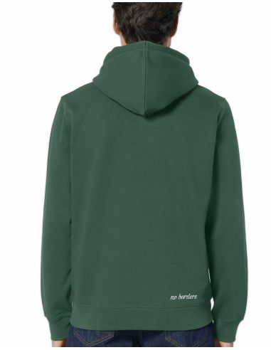 Kein Mensch ist illegal - No Borders - Hoodie - Bottle Green - @ No Borders