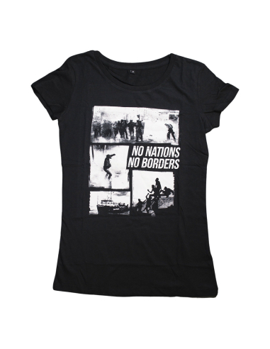 No Nations No Borders - Mob Action - T-Shirt tailliert - Black - @ No Borders