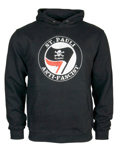 St. Pauli - Hoodie - Anti Fascist - Black - @ No Borders