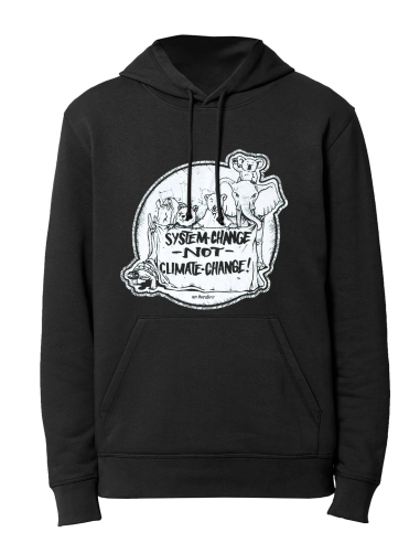System Change Not Climate Change - No Borders - Hoodie - Black - @ No Borders