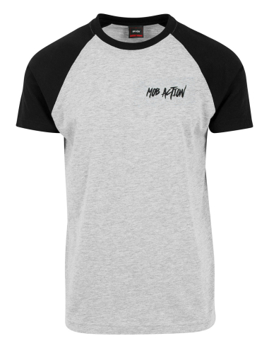 Mob Action - New Logo - T-Shirt - Raglan - Grey/Black - @ No Borders